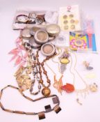 A quantity of costume jewellery, wristwatches, pocket watch cases, etc.