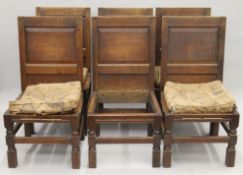 A set of six Arts and Crafts oak chairs formally purchased from a house in the border region