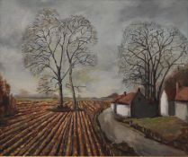 ROSEMARY BURROWS, A Warwickshire Lane in February, oil on canvas, framed. 60 x 49.5 cm.
