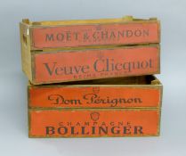 A pair of wooden champagne boxes. 44 cm long.