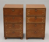 A pair of leather bound filing drawers. 38.5 cm wide 66.5 cm high.