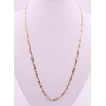 A 9 ct gold figaro chain. 52 cm long. 6.3 grammes.