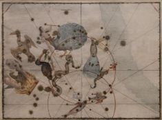 A 17th/18th century hand coloured etching of Star Constellations Southern Birds,