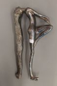 A silvered bronze model of a nude woman. 35 cm high.