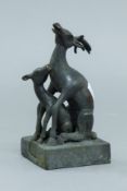 A double deer bronze seal. 12 cm high.