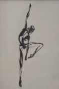 A print of a Dancer, framed and glazed. 10 x 14.5 cm.