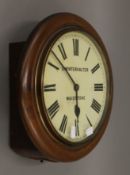 A Victorian dial clock, the dial inscribed 'D Winterholter Maidstone'. 32 cm diameter.