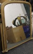 A Victorian gilt framed over mantle mirror. 100 cm wide.