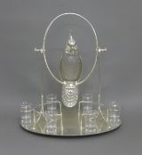 A silver plated bird decanter set. 40 cm high.