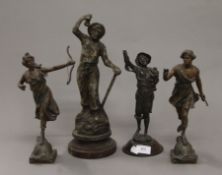 Four various spelter figures. The largest 37 cm high.