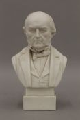 A small Victorian Parian bust of Gladstone. 17 cm high.