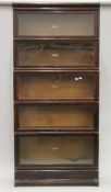 A five stack oak Globe Wernicke bookcase. 86.5 cm wide 185.5 cm high.