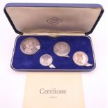 A Britannia silver proof four coin set, Prince of Wales Investiture 1969, boxed with certificate.