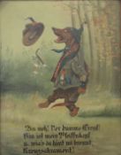 A pair of late 19th/early 20th century German comical oils on board of Hunting Dogs, framed. 37.