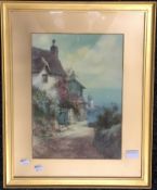 F PARR, Lighthouse View, watercolour, frame and glazed. 26 x 36 cm.