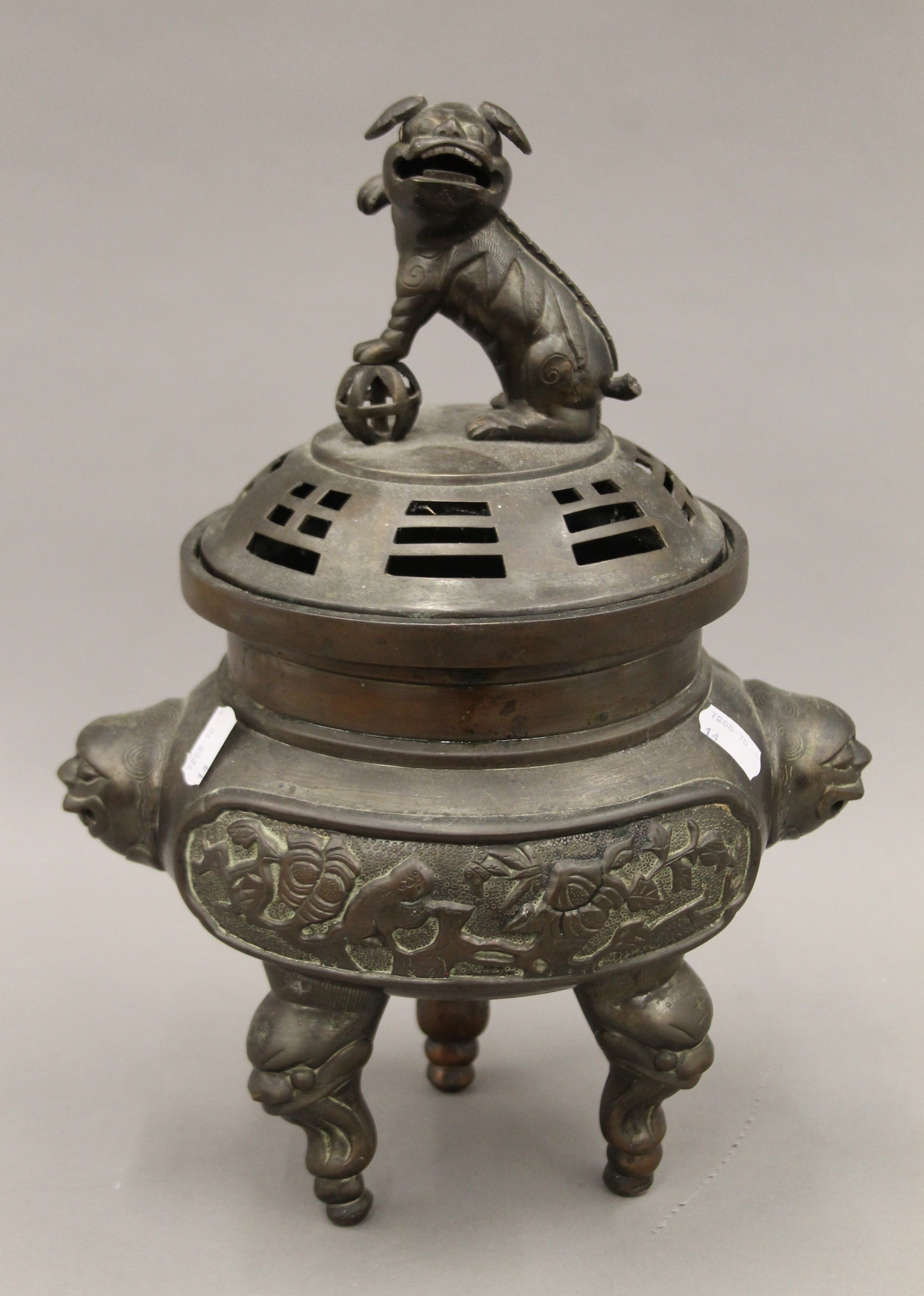 A Chinese bronze censer. 35 cm high.