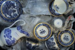 A quantity of blue and white porcelain.