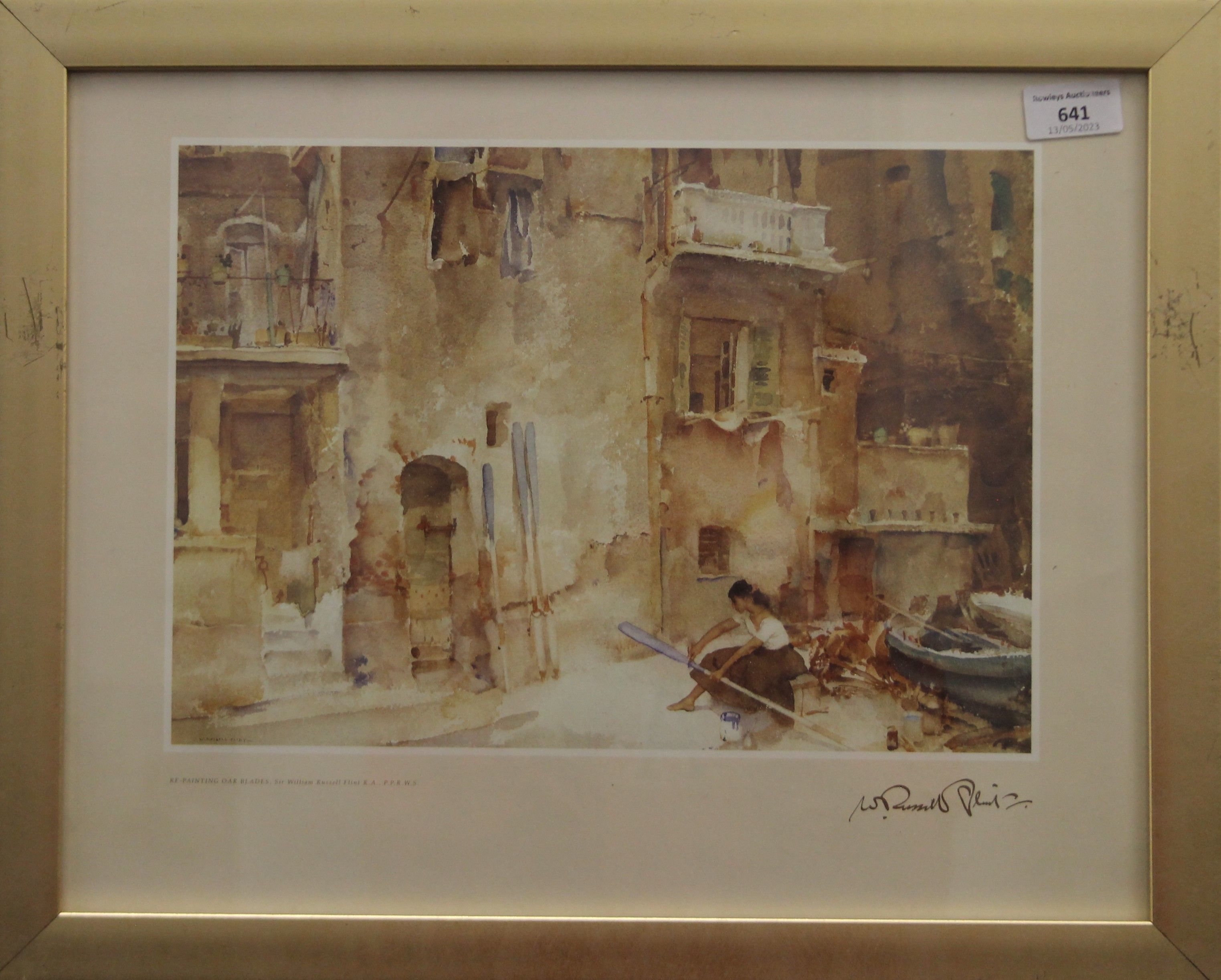 WILLIAM RUSSELL FLINT, print, framed and glazed. 49 x 39.5 cm overall. - Image 2 of 2