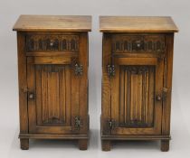 A pair of oak pot cupboards. 39 cm wide.