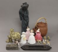 A quantity of miscellaneous items, including Wade Whimsies, Doulton figurine, etc.