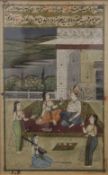 A 19th century Indian gouache and watercolour depicting A Wealthy Couple being Entertained,