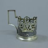 A 19th century Russian niello decorated silver cup holder. 9.5 cm high. 91.7 grammes.