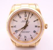 A mid-size 18 ct Yellow Gold Oyster Perpetual Non Date Rolex watch (dial measures 34 mm excluding