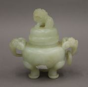 A small Chinese jade censer. 10.5 cm high.