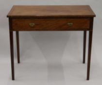 A 19th century mahogany single drawer side table. 90.5 cm wide.