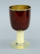 A Gerald Benney silver gilt and enamel goblet, hallmarked for London 1972,