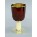 A Gerald Benney silver gilt and enamel goblet, hallmarked for London 1972,