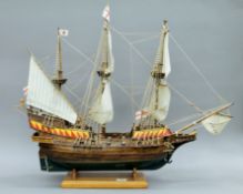A model galleon on stand. 85 cm long.