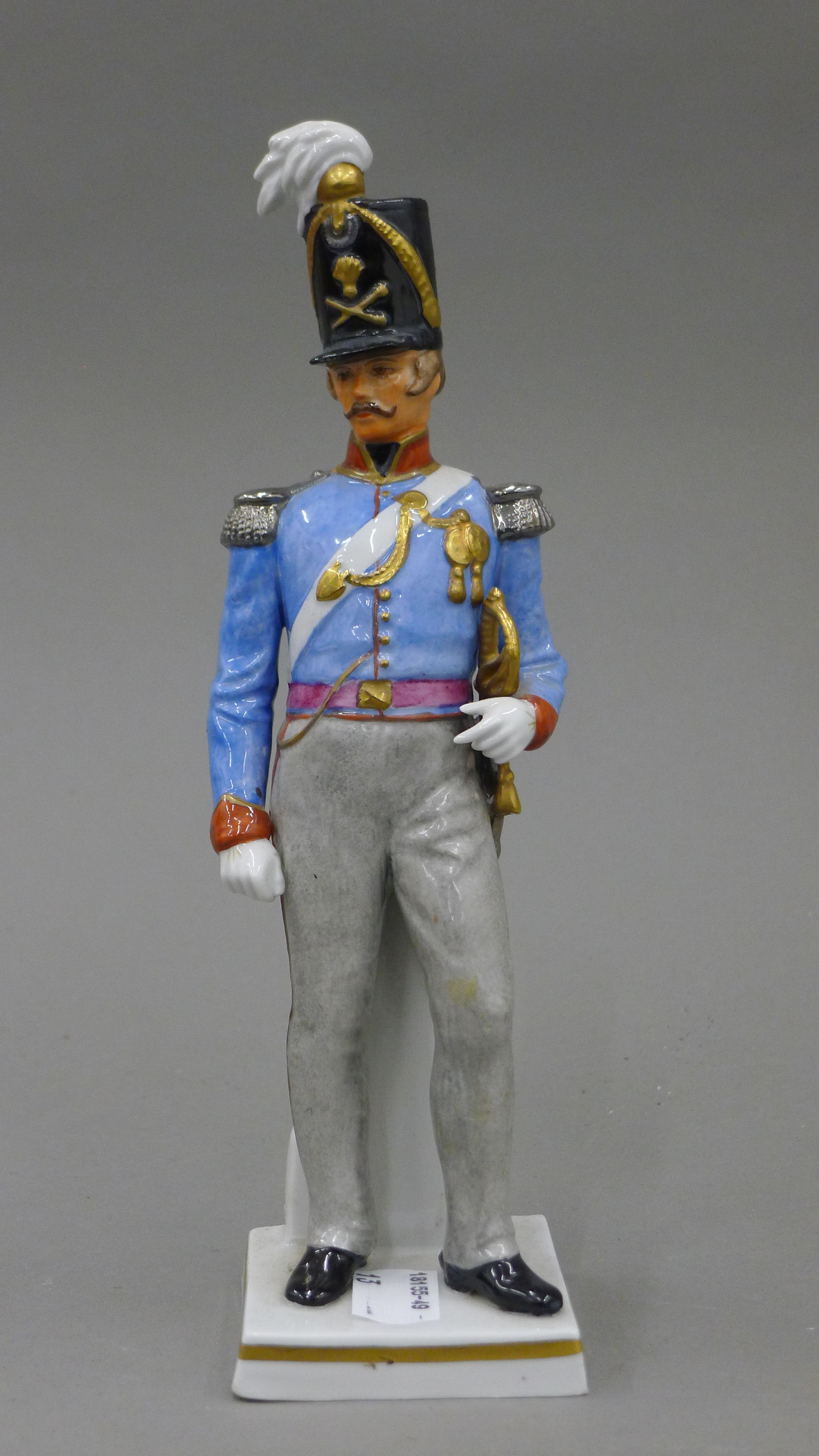 Four Continental porcelain models of soldiers. The largest 23 cm high. - Image 9 of 14
