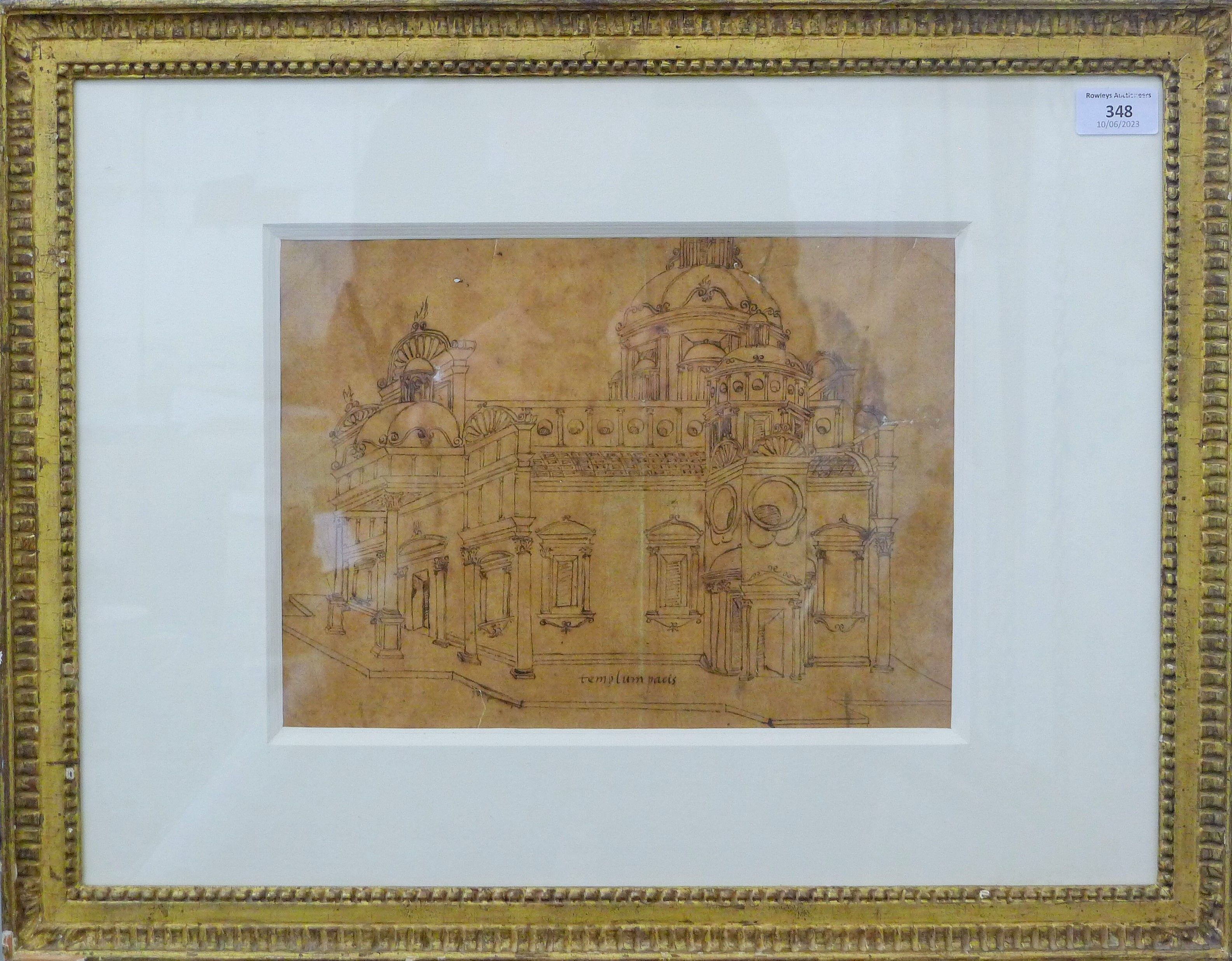 Templum Pacis, Old Master drawing, - Image 2 of 3