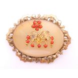 A Victorian Pinchbeck Chalcedony brooch. 6.25 x 4.75 cm.