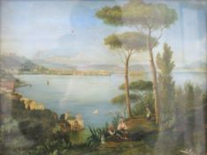ITALIAN SCHOOL (19th century), Bay of Naples, oil on panel, indistinctly signed, framed and glazed.