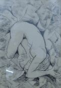 An Abstract Nude, charcoal, indistinctly signed A. E. Hance? and dated '98, framed and glazed.