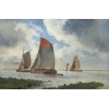 DUTCH SCHOOL (19th century), Boats in an Estuary, oil on canvas, indistinctly signed, framed.