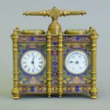 A cloisonne decorated combination clock/barometer. 12.5 cm wide.