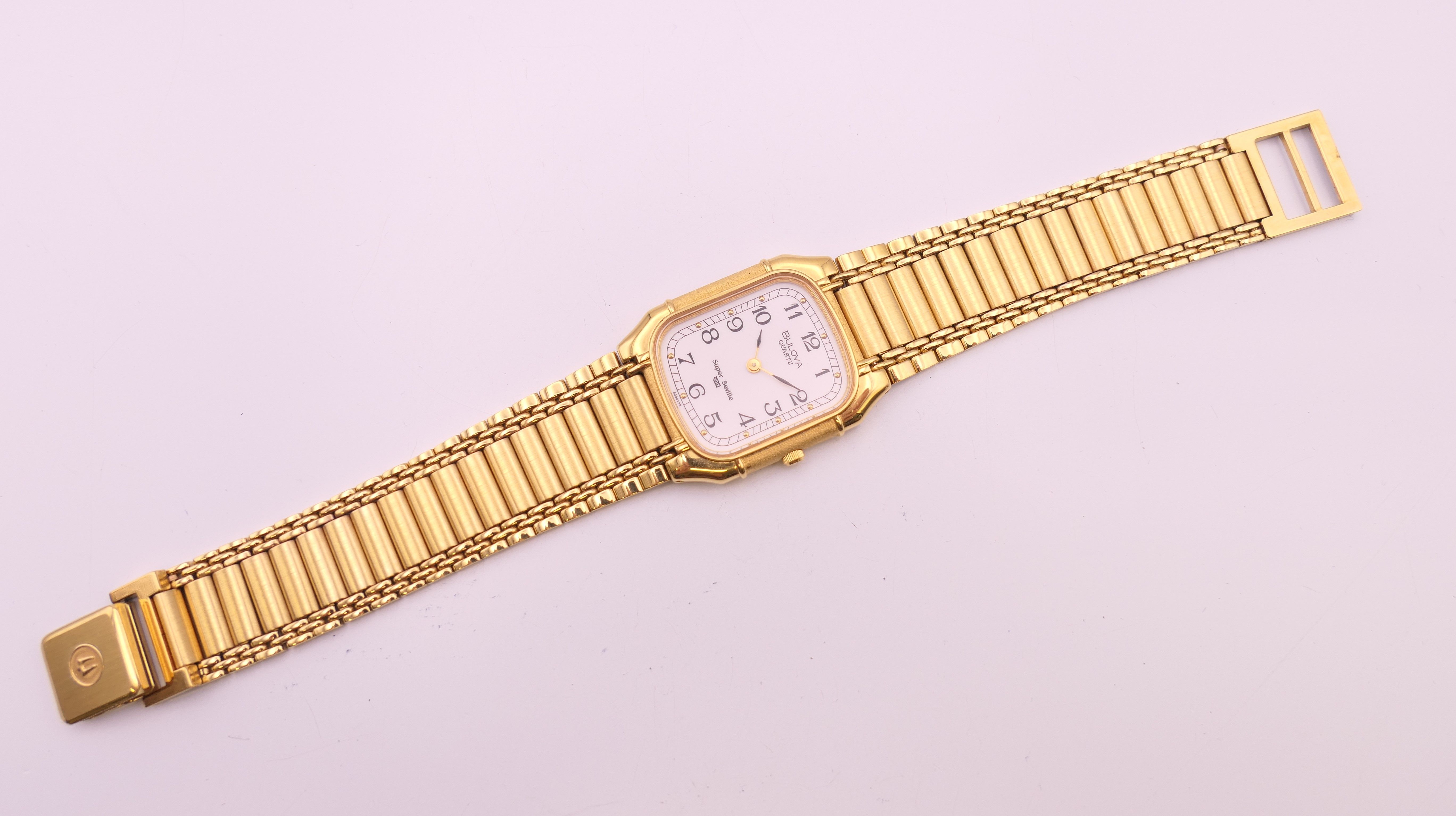 A Bulova gold plated stainless steel Super Seville quartz bracelet watch, - Image 6 of 8