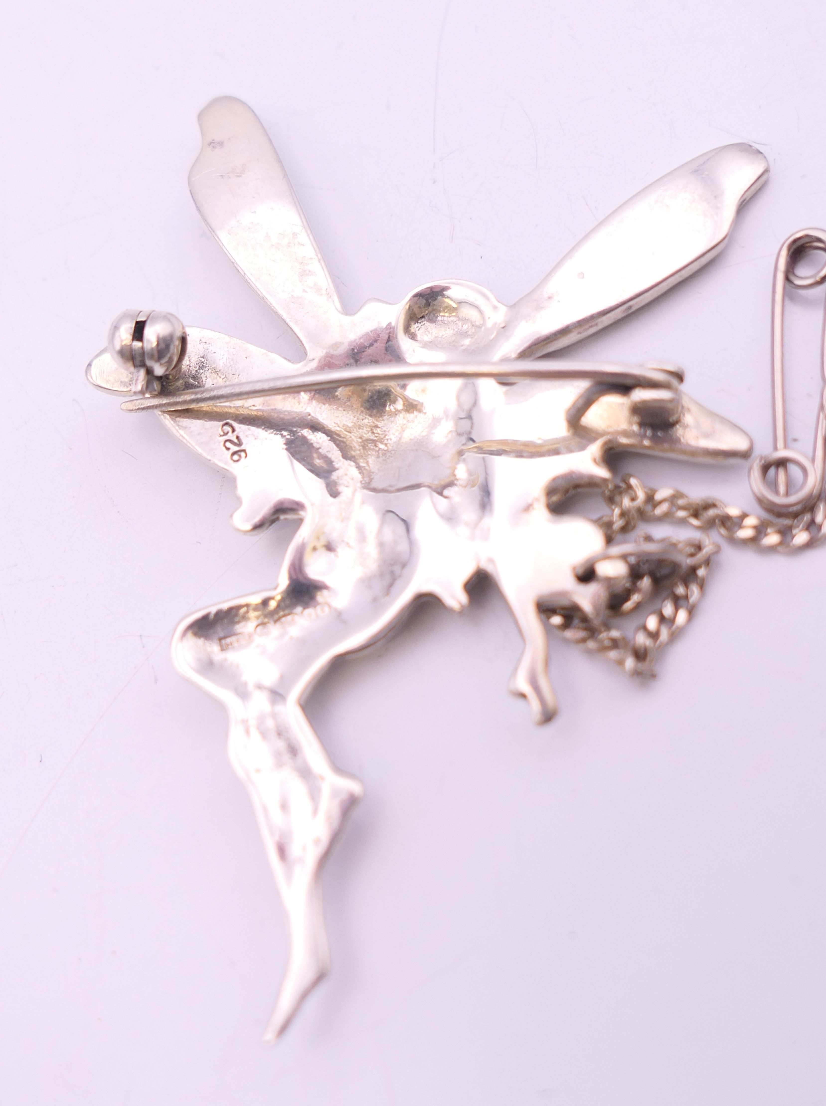 A silver fairy form brooch. 5 cm high. - Image 3 of 3