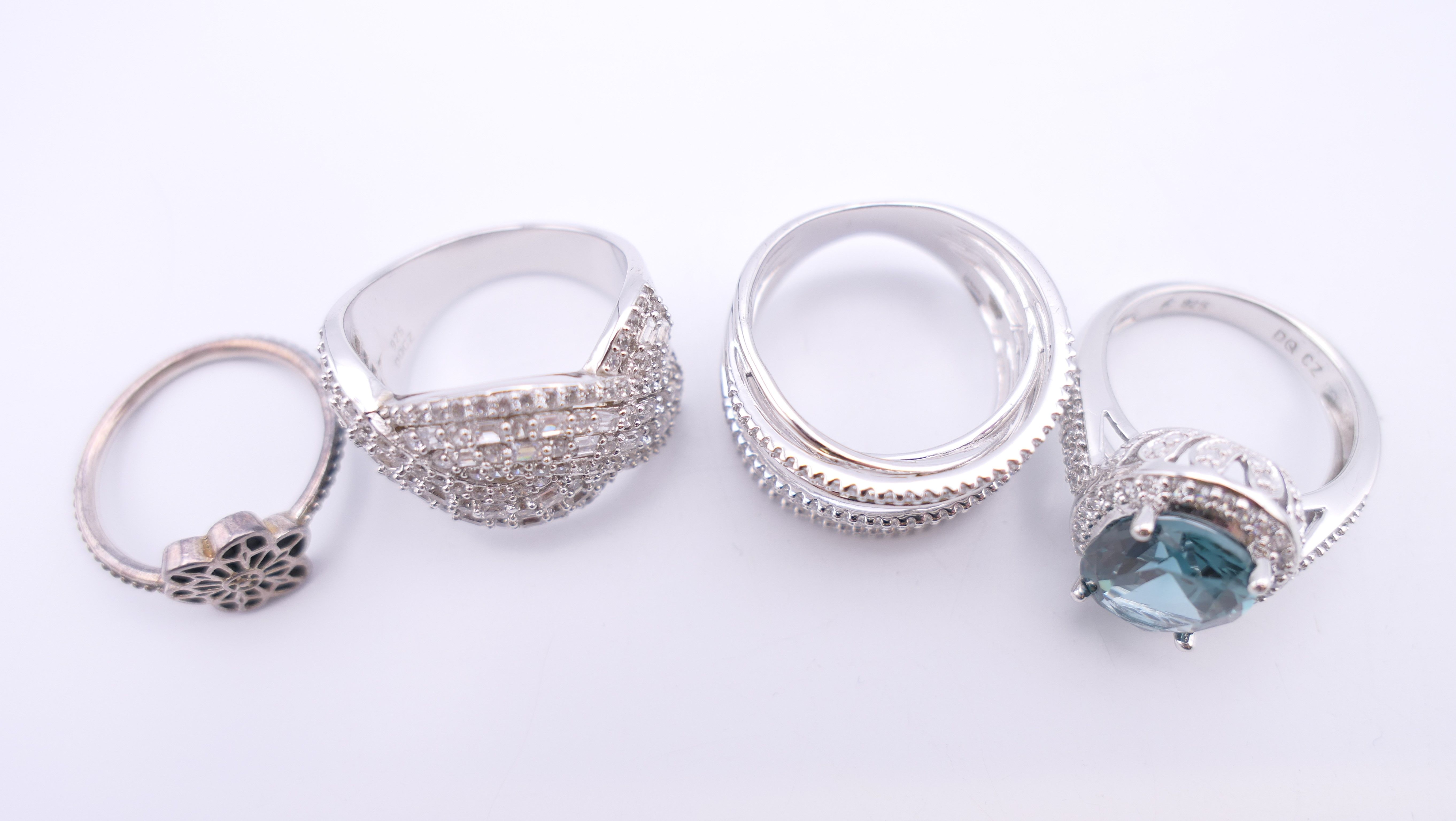 Four silver rings. - Image 2 of 6