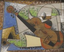 GABRIEL WEISSMANN (1944-1997) British (AR), Abstract Violin, acrylic on wood panel, framed. 35.