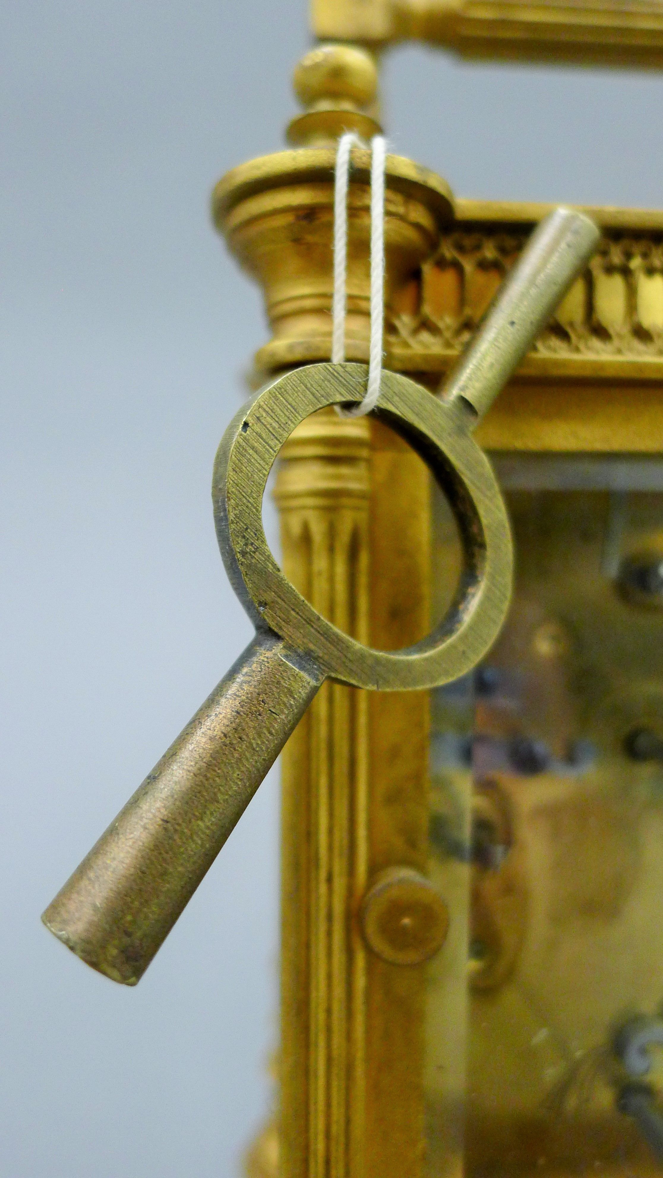 A 19th century gilt brass cased alarm carriage clock. 15.5 cm high. - Image 4 of 6