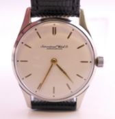 An IWC (International Watch Co) stainless steel mechanical wristwatch, circa 1960s,