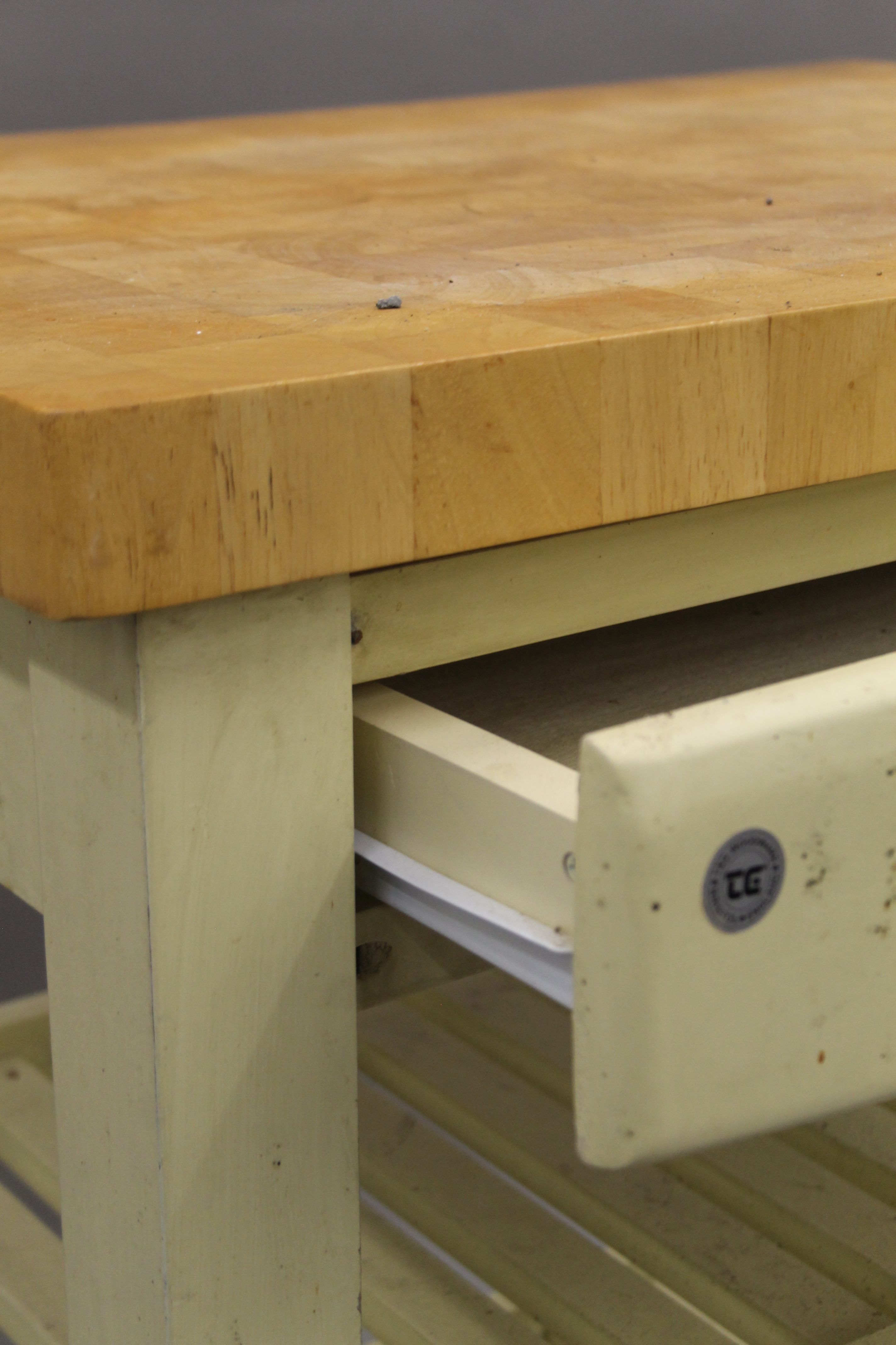 A T & G Woodware of Bristol kitchen butcher's block on wheels. 71 x 50 cm. - Image 3 of 4