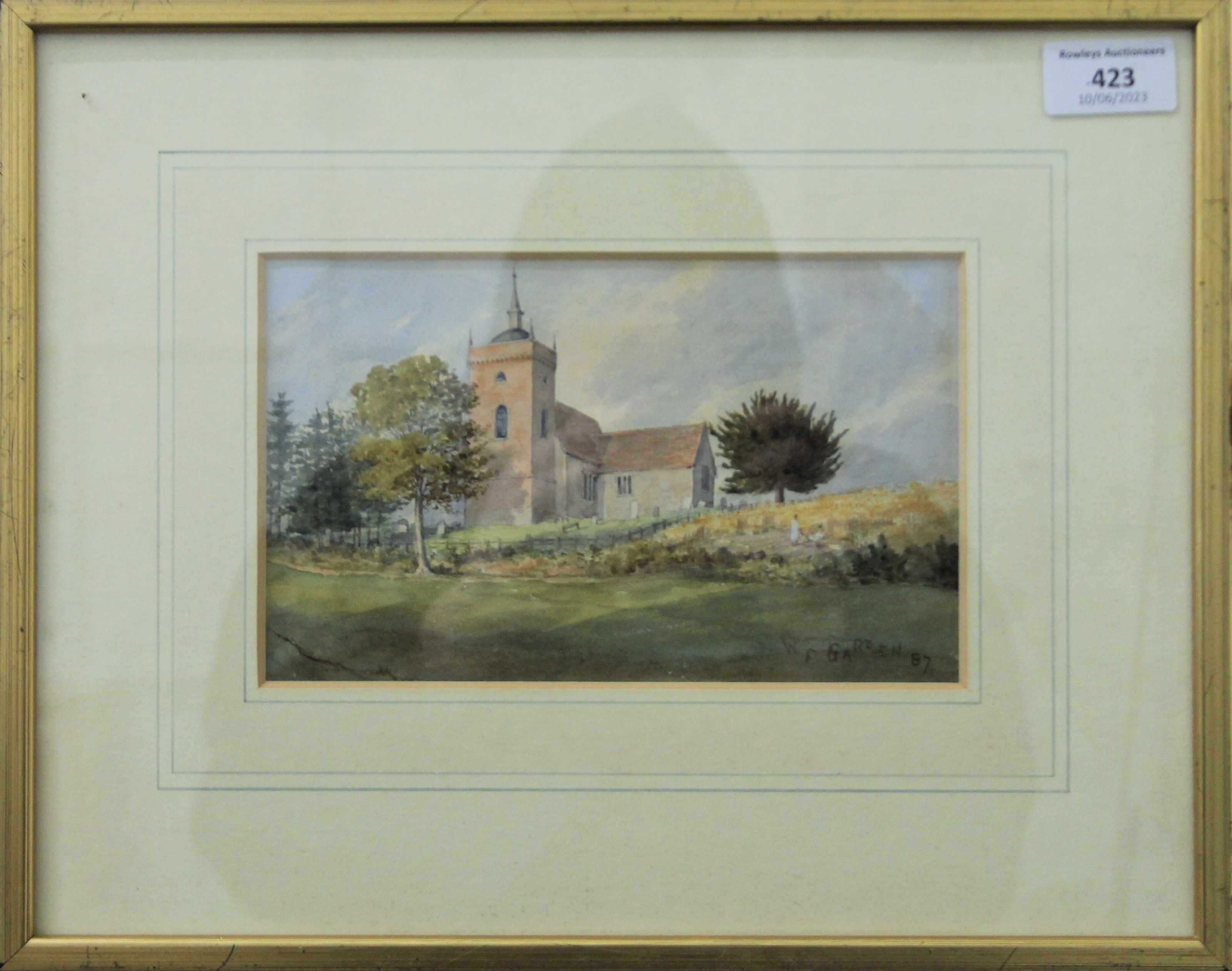 W F GARDEN-FRASER, Minstead Church, watercolour, signed W F GARDEN and dated 87, framed and glazed. - Image 2 of 6