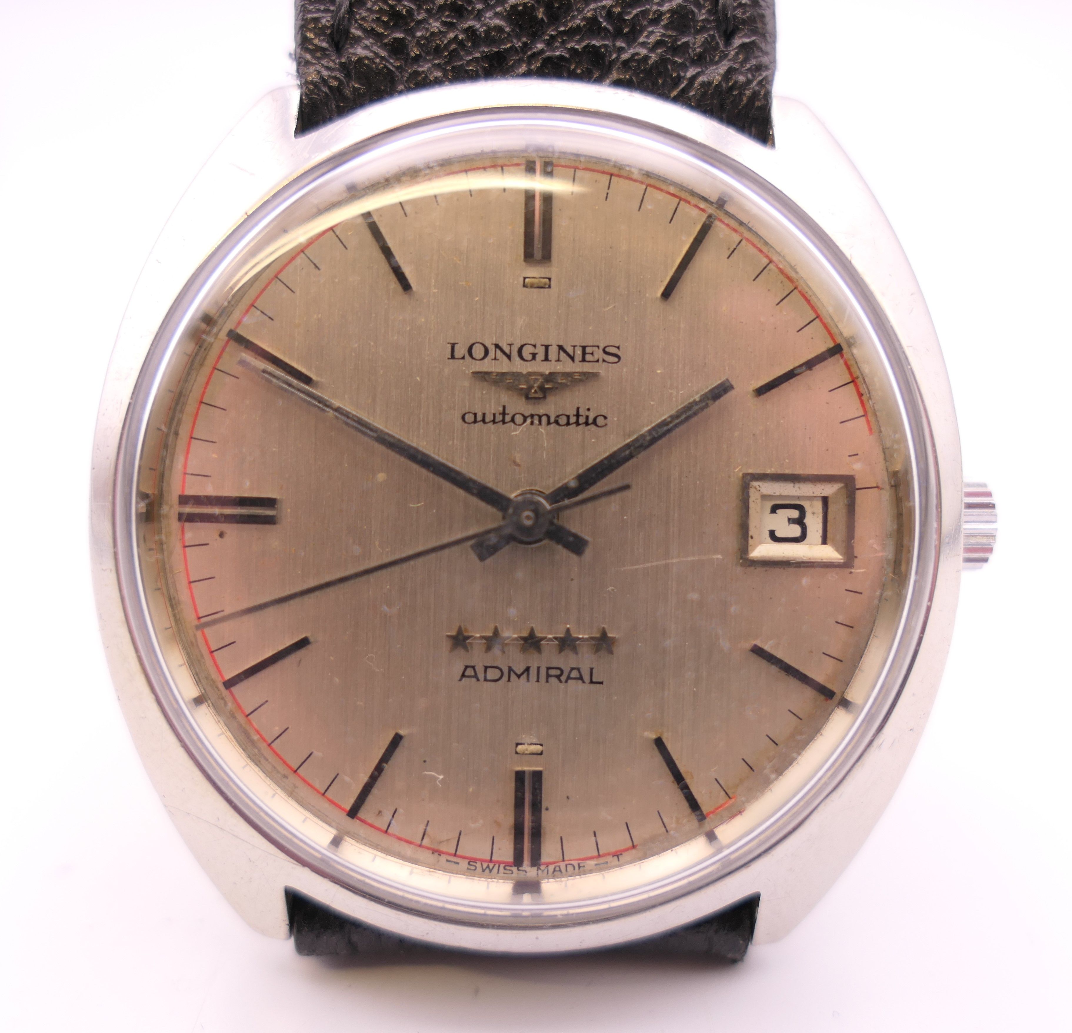 A Longines stainless steel Admiral 5 Stars automatic wristwatch, circa 1970s,