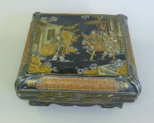 A square Chinese lacquered box. 33 cm square.