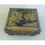 A square Chinese lacquered box. 33 cm square.